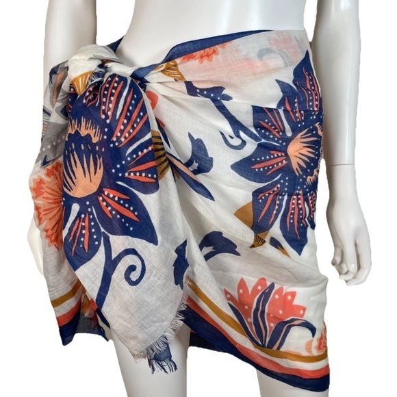 Spartina 449 Floral Gauze Scarf Sarong 26x72 Women’s Layer Lightweight multi use - Picture 3 of 10
